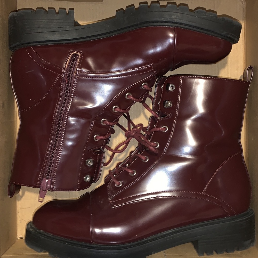 Burgundy combat boots